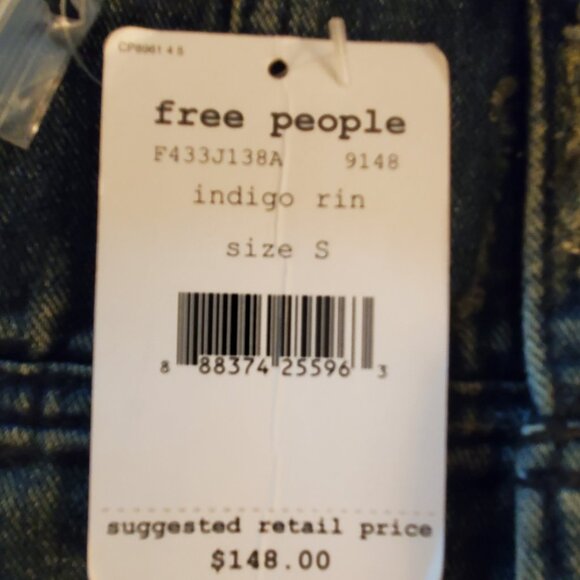 Free People Distressed Denim & Knit Jacket w/Hood - Picture 4 of 5